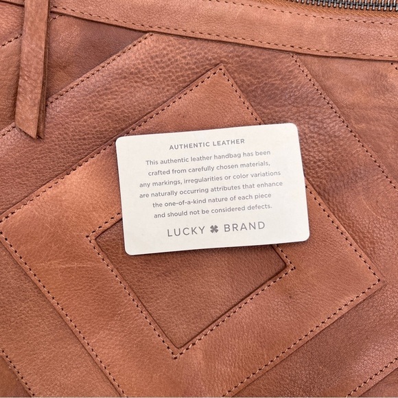 Lucky Brand Brown Leather Geometric Design Shoulder Purse - Picture 2 of 8